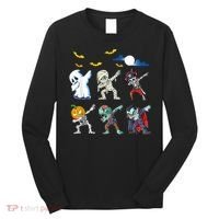 Dabbing Halloween Boys Skeleton Zombie Scary Pumpkin Mummy Long Sleeve Shirt thumb 0