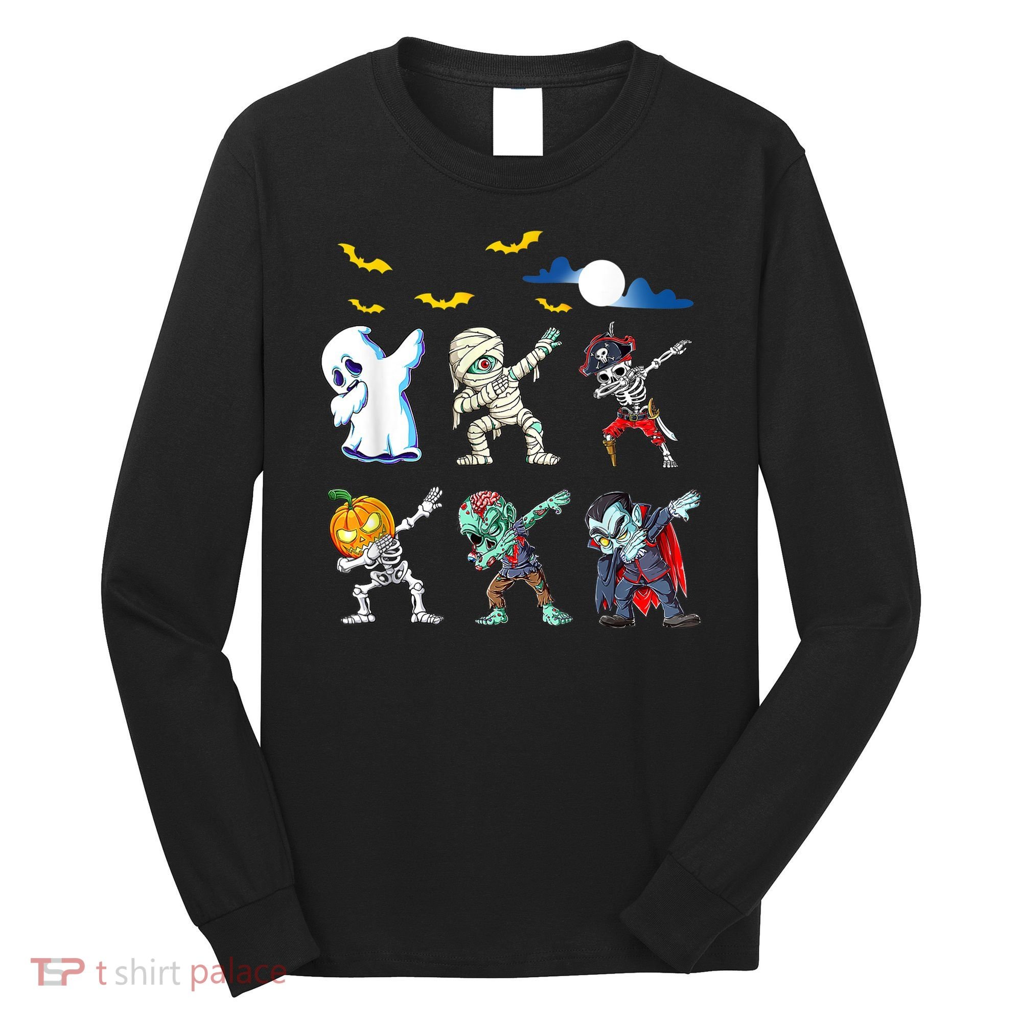 Dabbing Halloween Boys Skeleton Zombie Scary Pumpkin Mummy Long Sleeve Shirt
