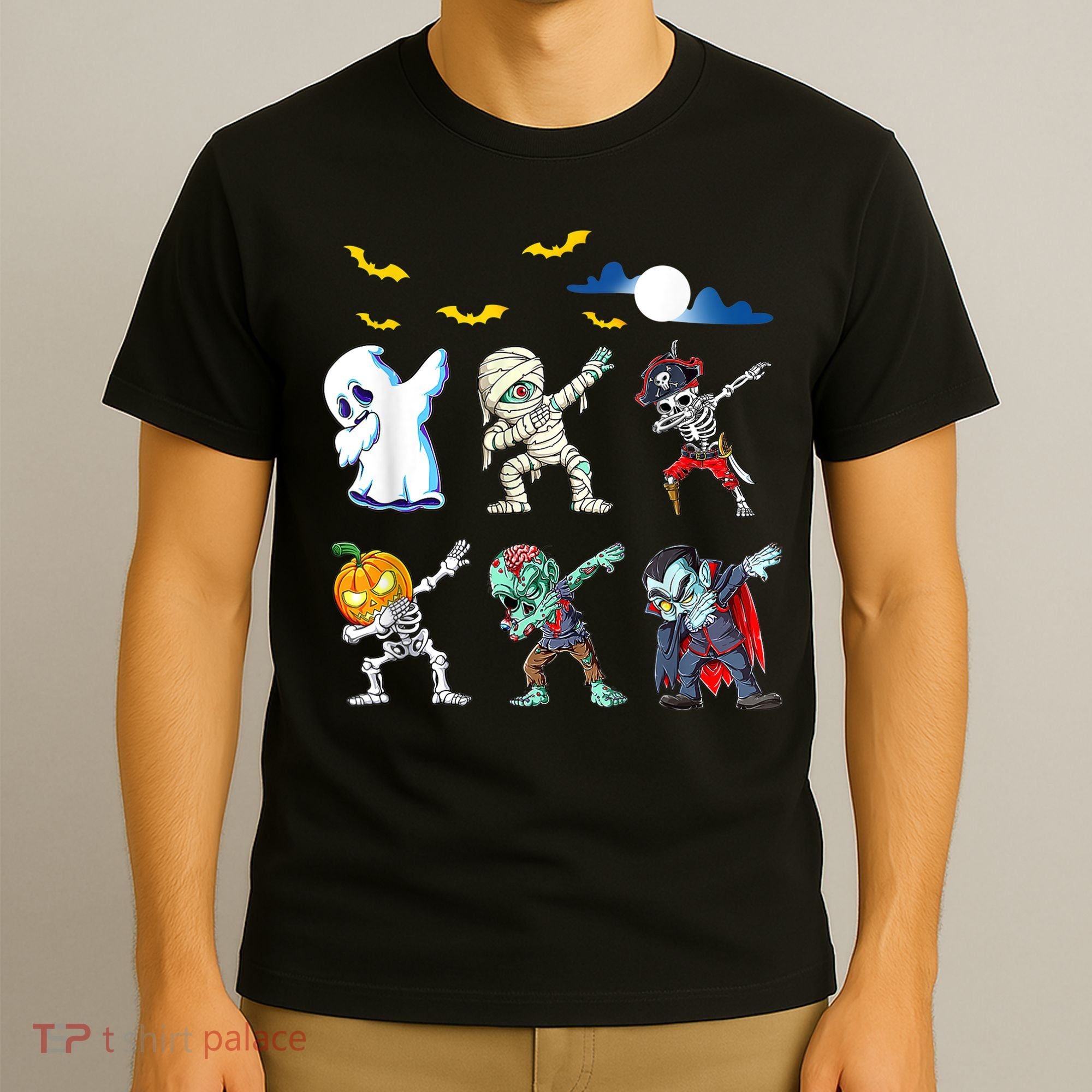 Dabbing Halloween Boys Skeleton Zombie Scary Pumpkin Mummy T-Shirt