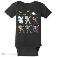 Dabbing Halloween Boys Skeleton Zombie Scary Pumpkin Mummy Baby Bodysuit thumb 0