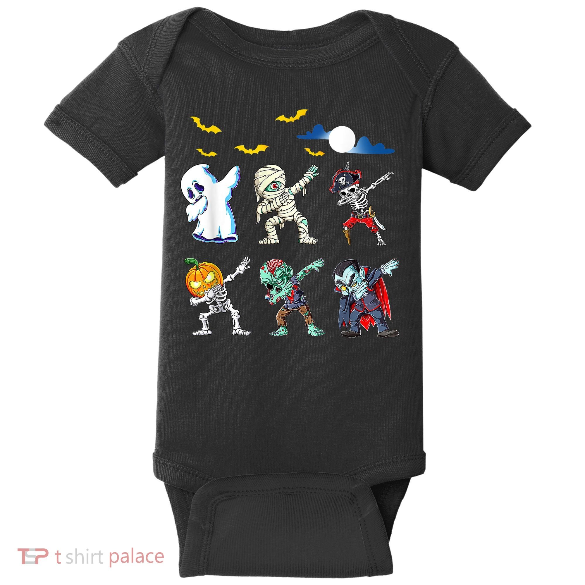 Dabbing Halloween Boys Skeleton Zombie Scary Pumpkin Mummy Baby Bodysuit