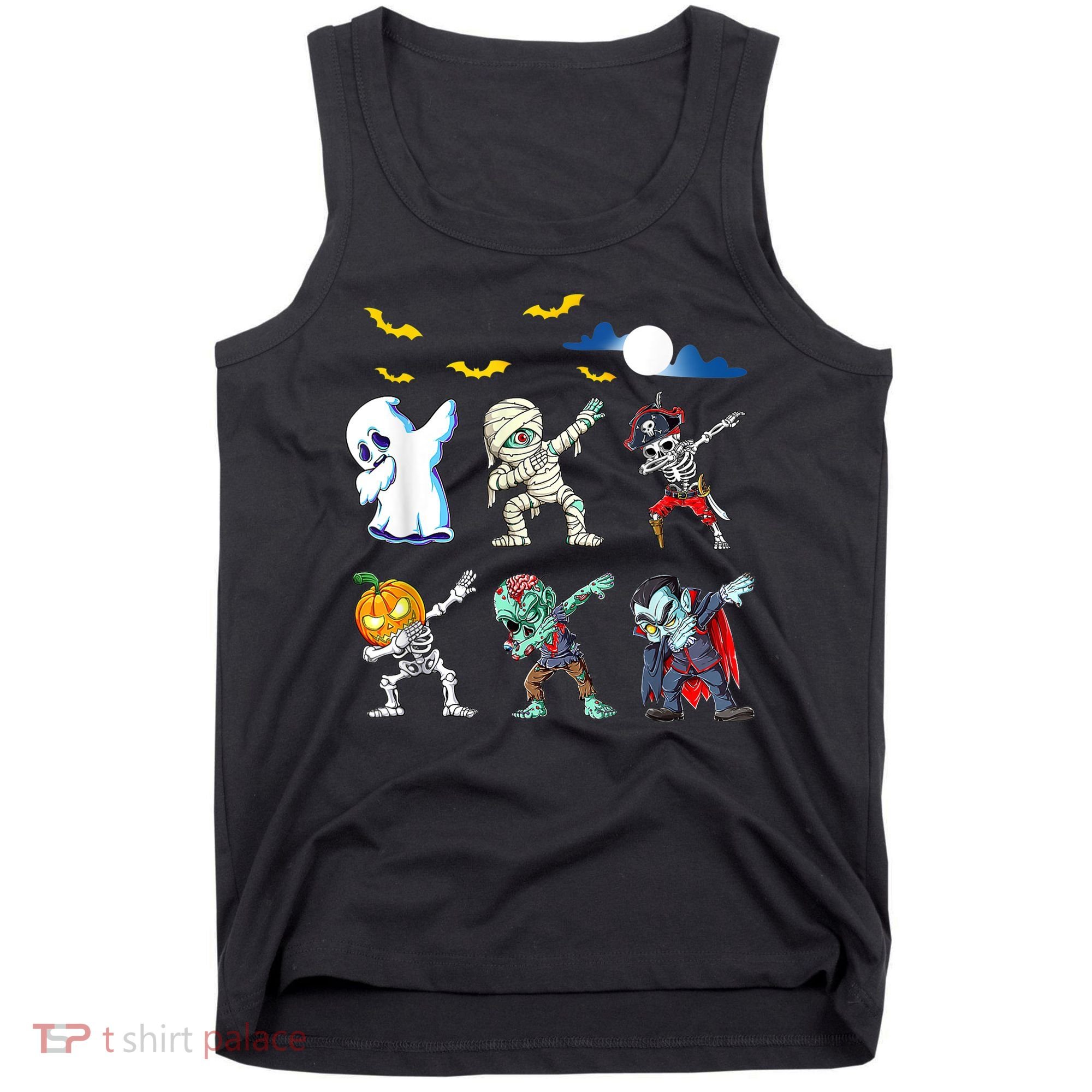 Dabbing Halloween Boys Skeleton Zombie Scary Pumpkin Mummy Tank Top