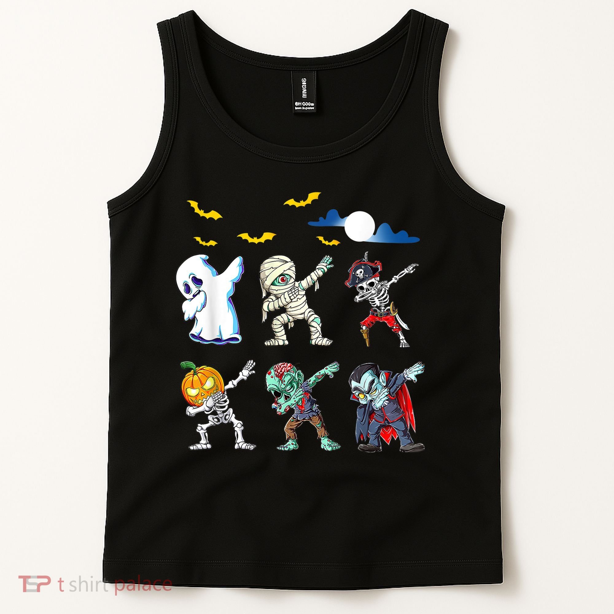 Dabbing Halloween Boys Skeleton Zombie Scary Pumpkin Mummy Tank Top