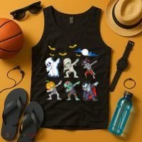 Dabbing Halloween Boys Skeleton Zombie Scary Pumpkin Mummy Tank Top thumb 4