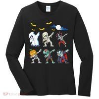 Dabbing Halloween Boys Skeleton Zombie Scary Pumpkin Mummy Women's Long Sleeve Shirt thumb 0