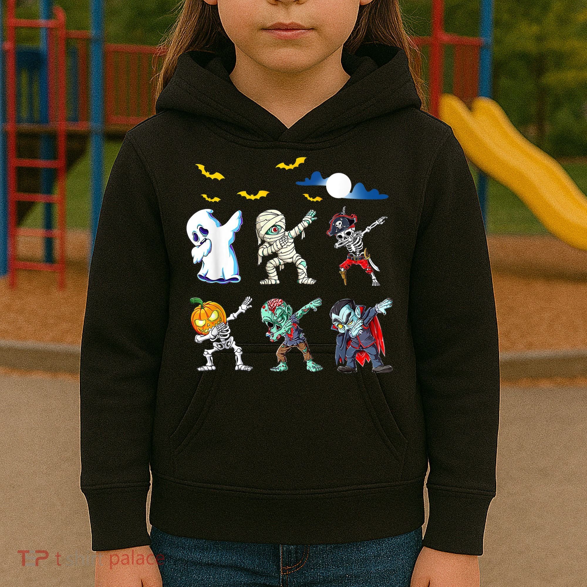 Dabbing Halloween Boys Skeleton Zombie Scary Pumpkin Mummy Kids Hoodie