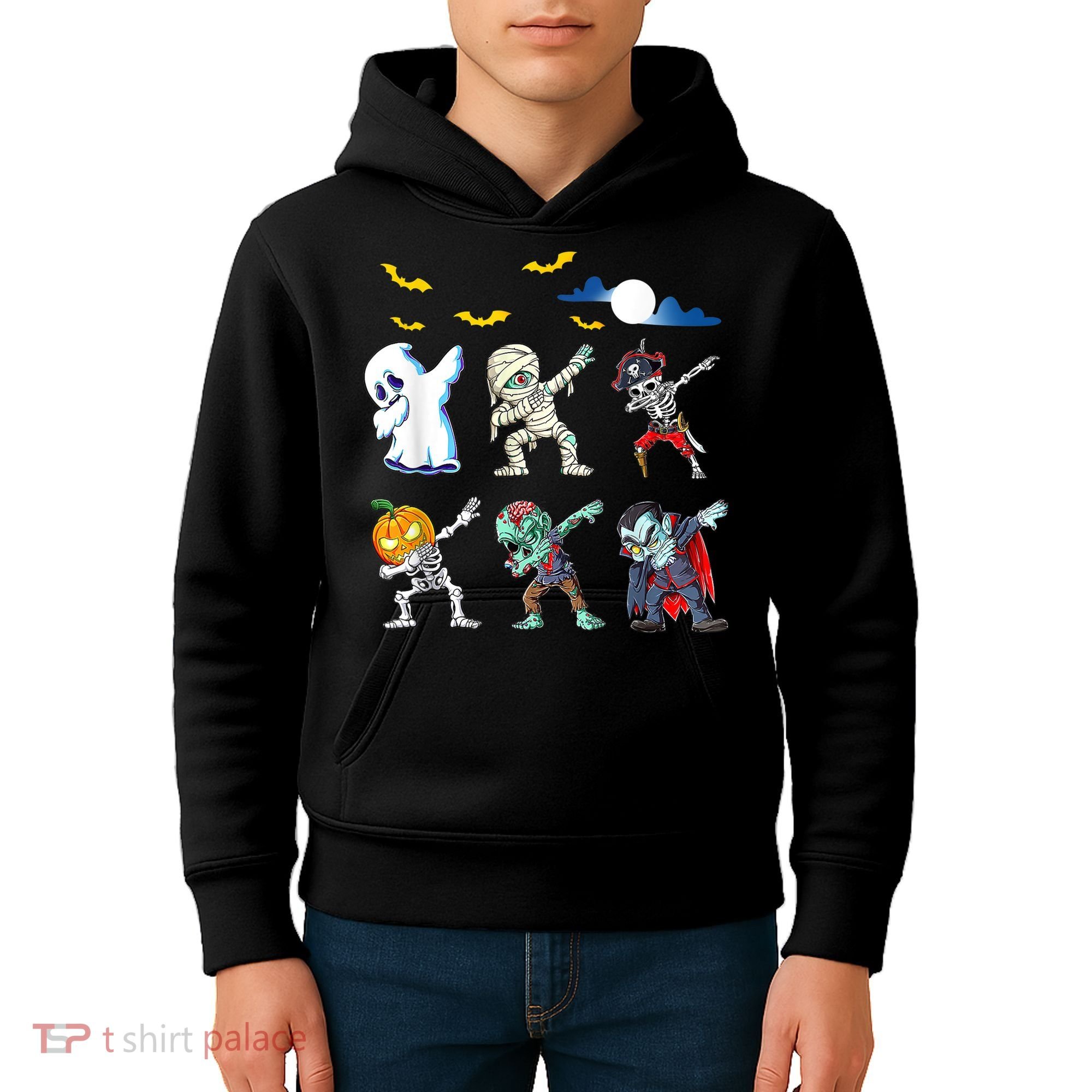 Dabbing Halloween Boys Skeleton Zombie Scary Pumpkin Mummy Kids Hoodie