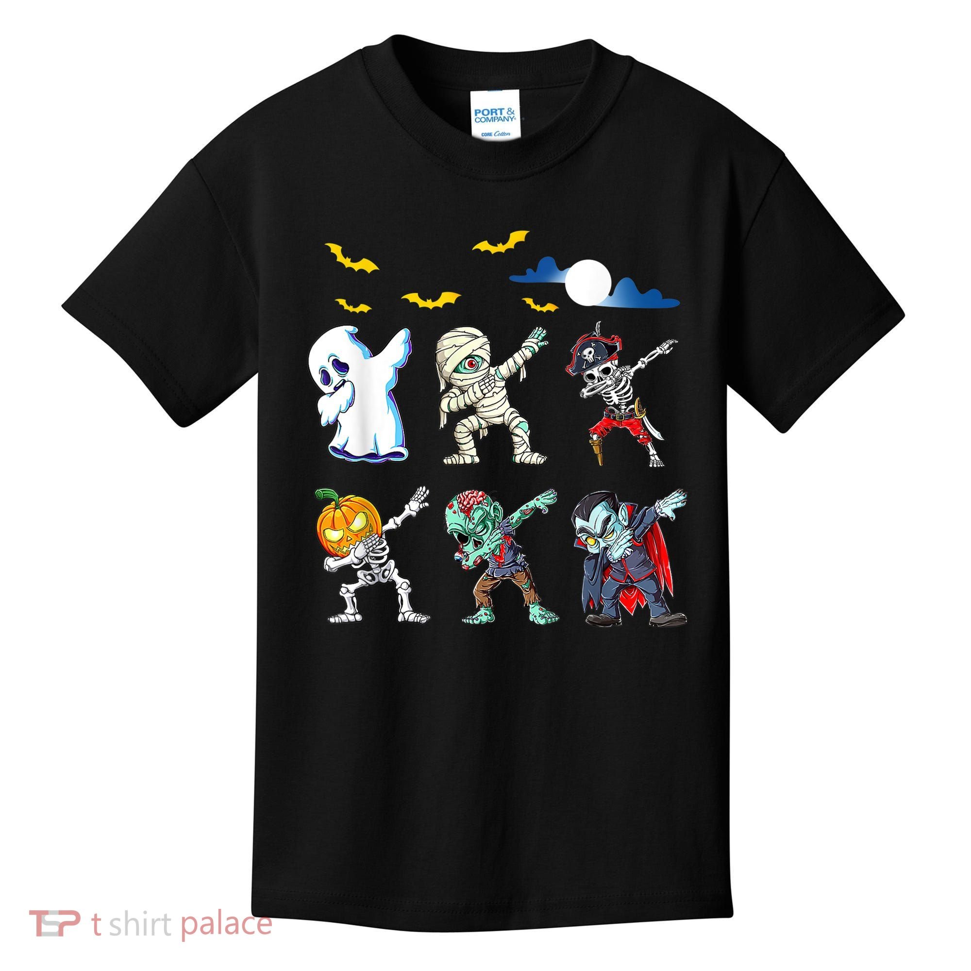 Dabbing Halloween Boys Skeleton Zombie Scary Pumpkin Mummy Kids T-Shirt
