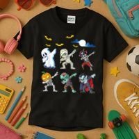 Dabbing Halloween Boys Skeleton Zombie Scary Pumpkin Mummy Kids T-Shirt thumb 3