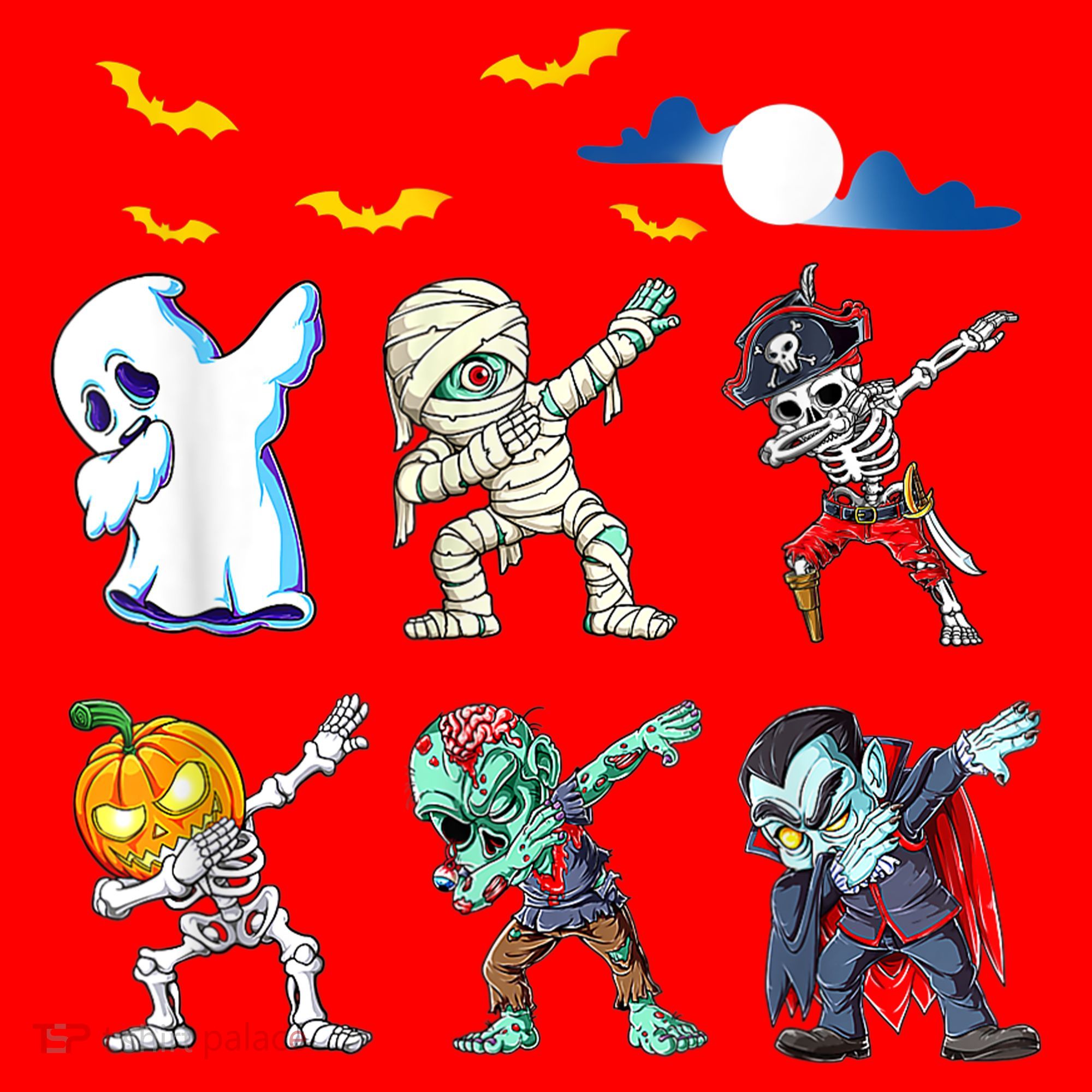 Dabbing Halloween Boys Skeleton Zombie Scary Pumpkin Mummy Santa Hat