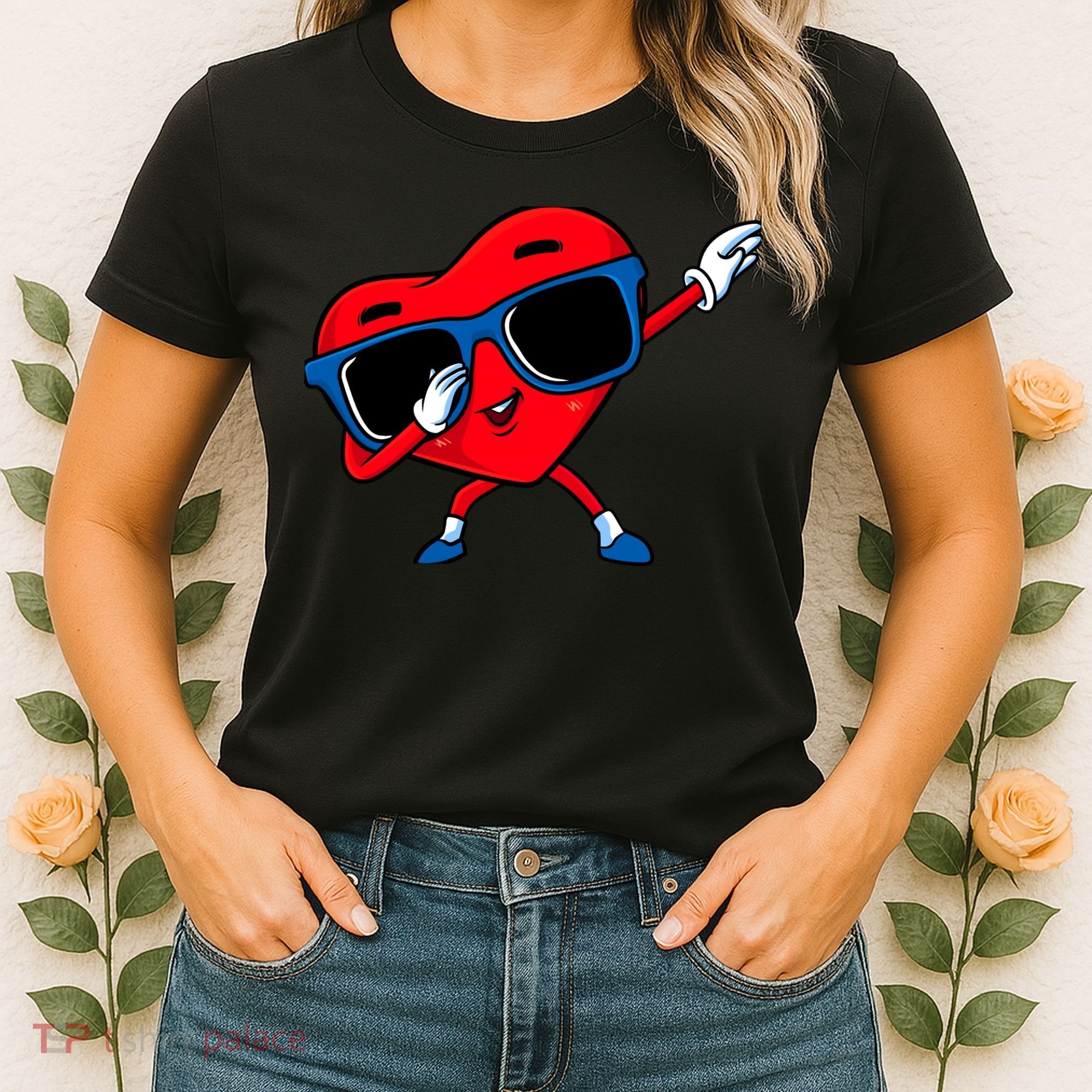 Dabbing Heart Boy Valentine Dab Love Valentines Day Boy Women's T-Shirt