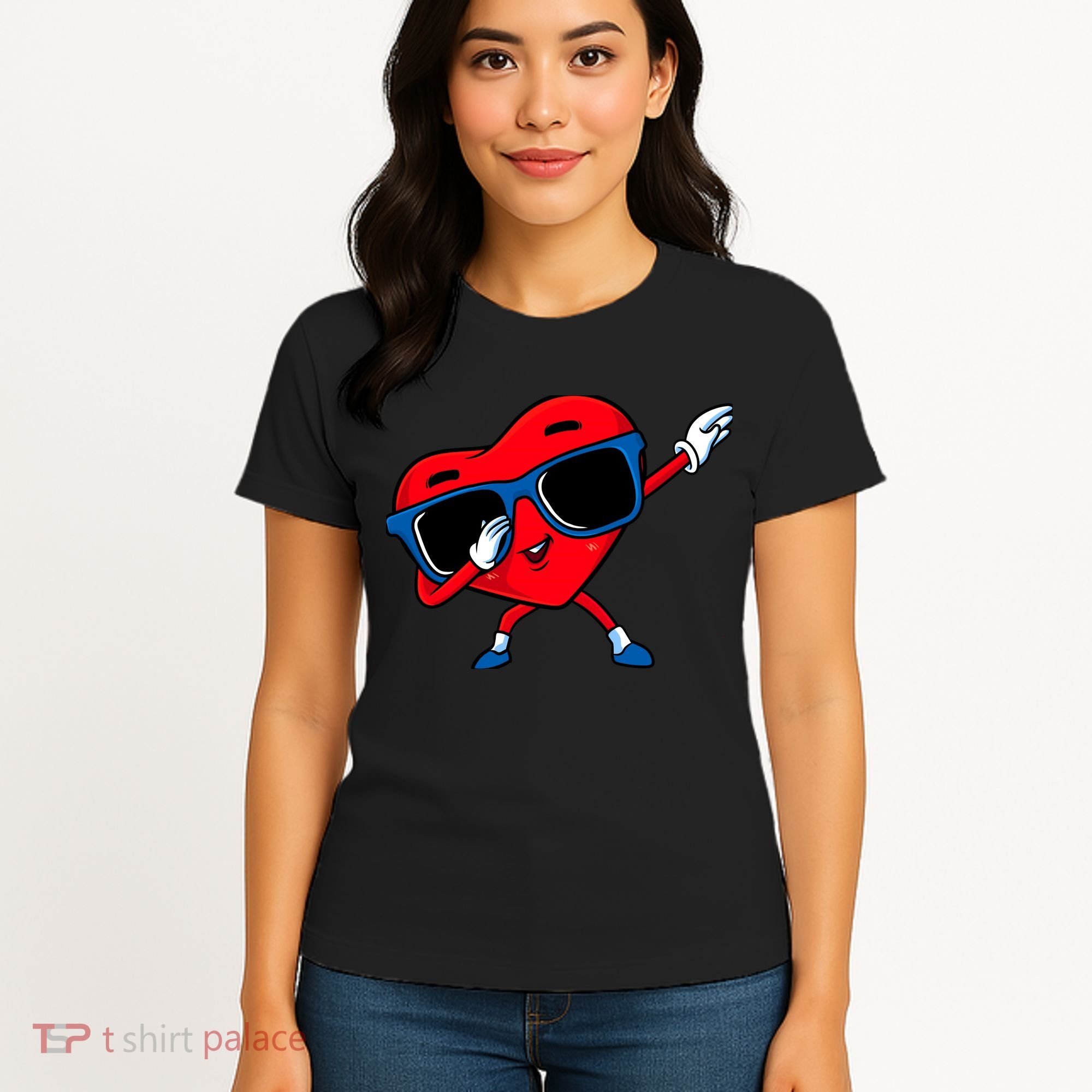 Dabbing Heart Boy Valentine Dab Love Valentines Day Boy Women's T-Shirt
