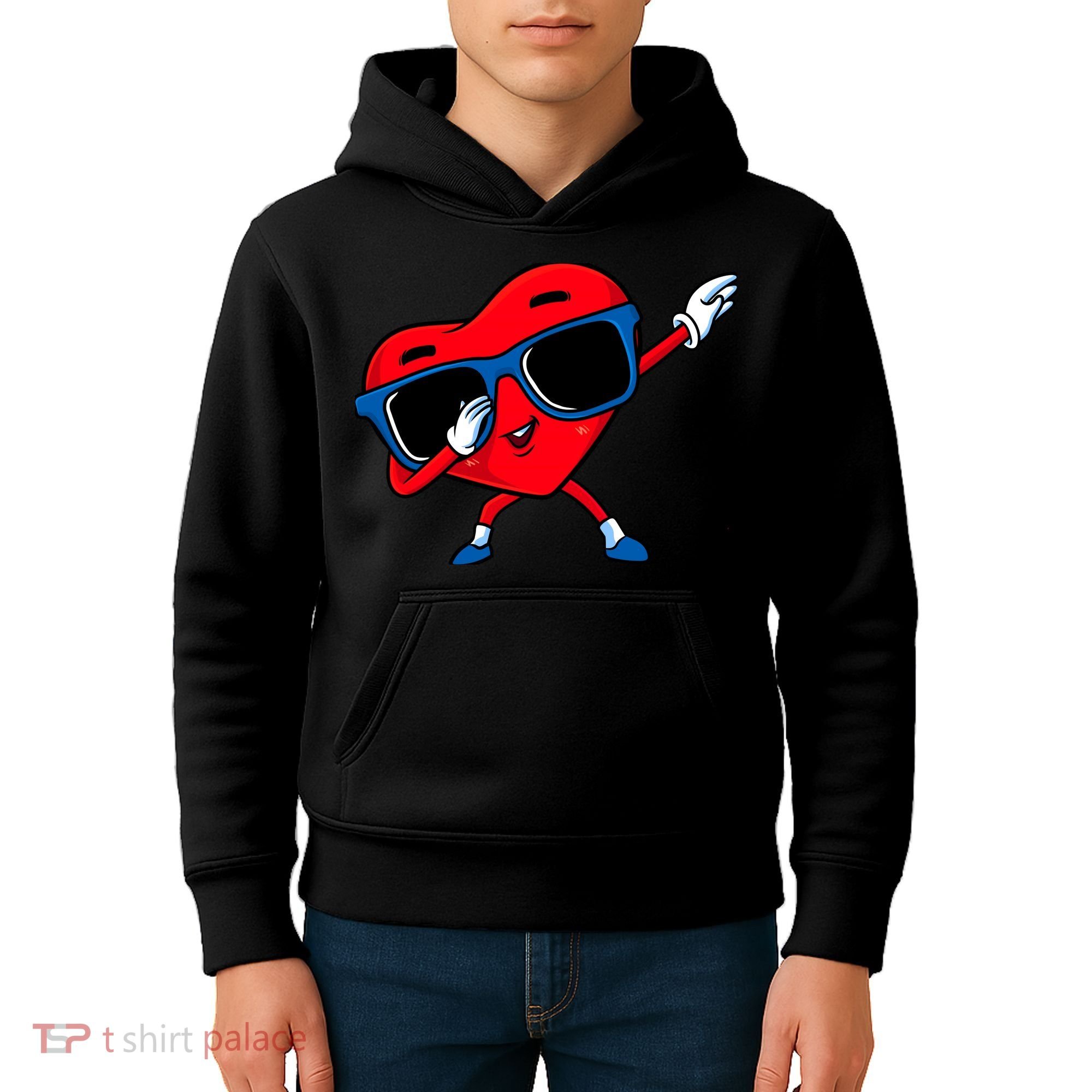 Dabbing Heart Boy Valentine Dab Love Valentines Day Boy Kids Hoodie