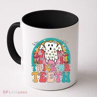 Dentist Halloween Boo Ghost Retro Groovy Trick Or Teeth Gift Coffee Mug thumb 0