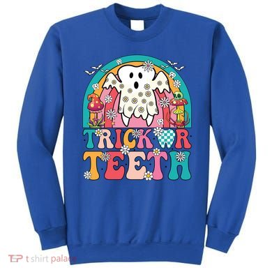 Dentist Halloween Boo Ghost Retro Groovy Trick Or Teeth Gift Sweatshirt