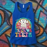 Dentist Halloween Boo Ghost Retro Groovy Trick Or Teeth Gift Women's Tank Top thumb 3