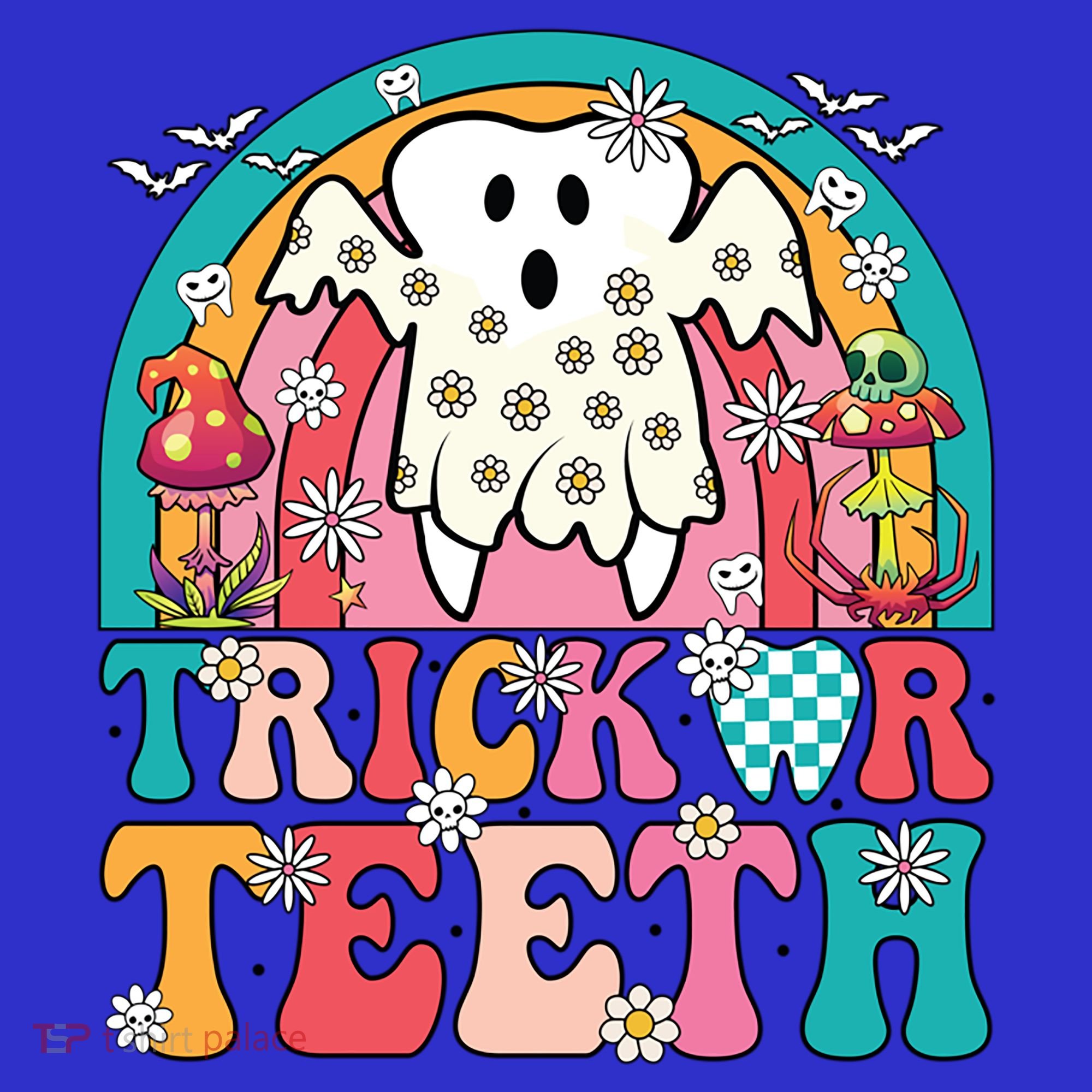 Dentist Halloween Boo Ghost Retro Groovy Trick Or Teeth Gift Women's Long Sleeve Shirt