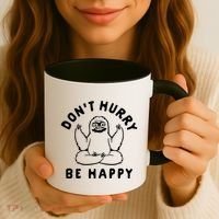 Don't Hurry Be Happy Sloth Coffee Mug thumb 3