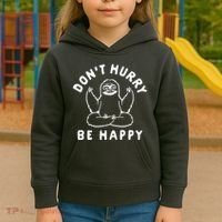 Don't Hurry Be Happy Sloth Kids Hoodie thumb 3