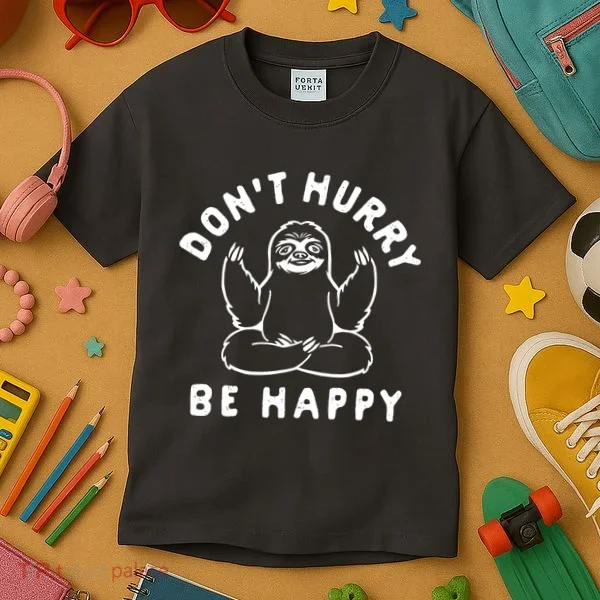 Don't Hurry Be Happy Sloth Kids T-Shirt