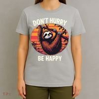 Don't Hurry Be Happy Cute Lazy Funny Sloth T-Shirt thumb 4