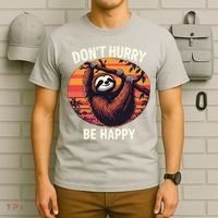 Don't Hurry Be Happy Cute Lazy Funny Sloth T-Shirt thumb 6