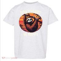 Don't Hurry Be Happy Cute Lazy Funny Sloth Toddler T-Shirt thumb 0