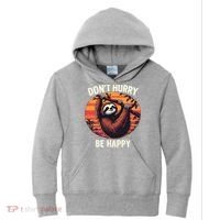 Don't Hurry Be Happy Cute Lazy Funny Sloth Kids Hoodie thumb 0