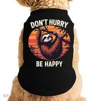 Don't Hurry Be Happy Cute Lazy Funny Sloth Doggie Tank thumb 0