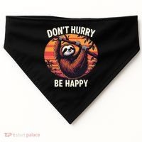 Don't Hurry Be Happy Cute Lazy Funny Sloth USA-Made Doggie Bandana thumb 0