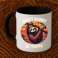 Don't Hurry Be Happy Cute Lazy Funny Sloth Coffee Mug thumb 2