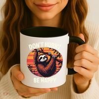 Don't Hurry Be Happy Cute Lazy Funny Sloth Coffee Mug thumb 3