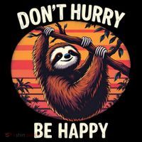 Don't Hurry Be Happy Cute Lazy Funny Sloth Women's Hoodie thumb 2
