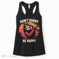 Don't Hurry Be Happy Cute Lazy Funny Sloth Women's Tank Top thumb 0