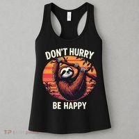Don't Hurry Be Happy Cute Lazy Funny Sloth Women's Tank Top thumb 3