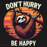 Don't Hurry Be Happy Cute Lazy Funny Sloth Baby Bodysuit thumb 2