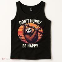 Don't Hurry Be Happy Cute Lazy Funny Sloth Tank Top thumb 2