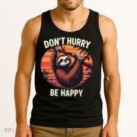 Don't Hurry Be Happy Cute Lazy Funny Sloth Tank Top thumb 3