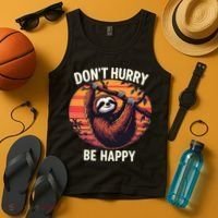 Don't Hurry Be Happy Cute Lazy Funny Sloth Tank Top thumb 4
