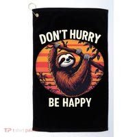 Don't Hurry Be Happy Cute Lazy Funny Sloth Golf Towel thumb 0