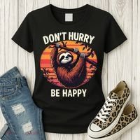 Don't Hurry Be Happy Cute Lazy Funny Sloth Women's T-Shirt thumb 3