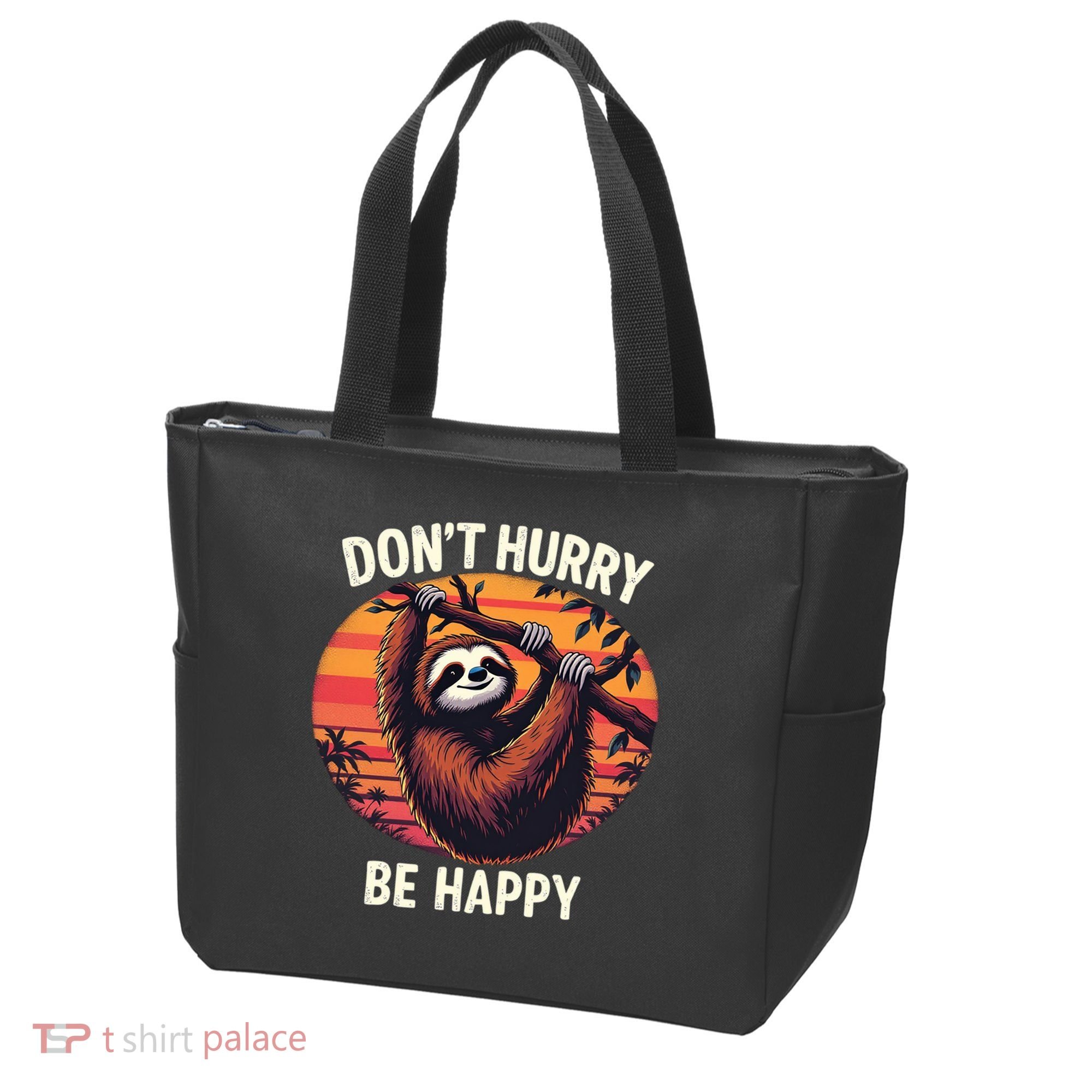 Don't Hurry Be Happy Cute Lazy Funny Sloth Tote Bag