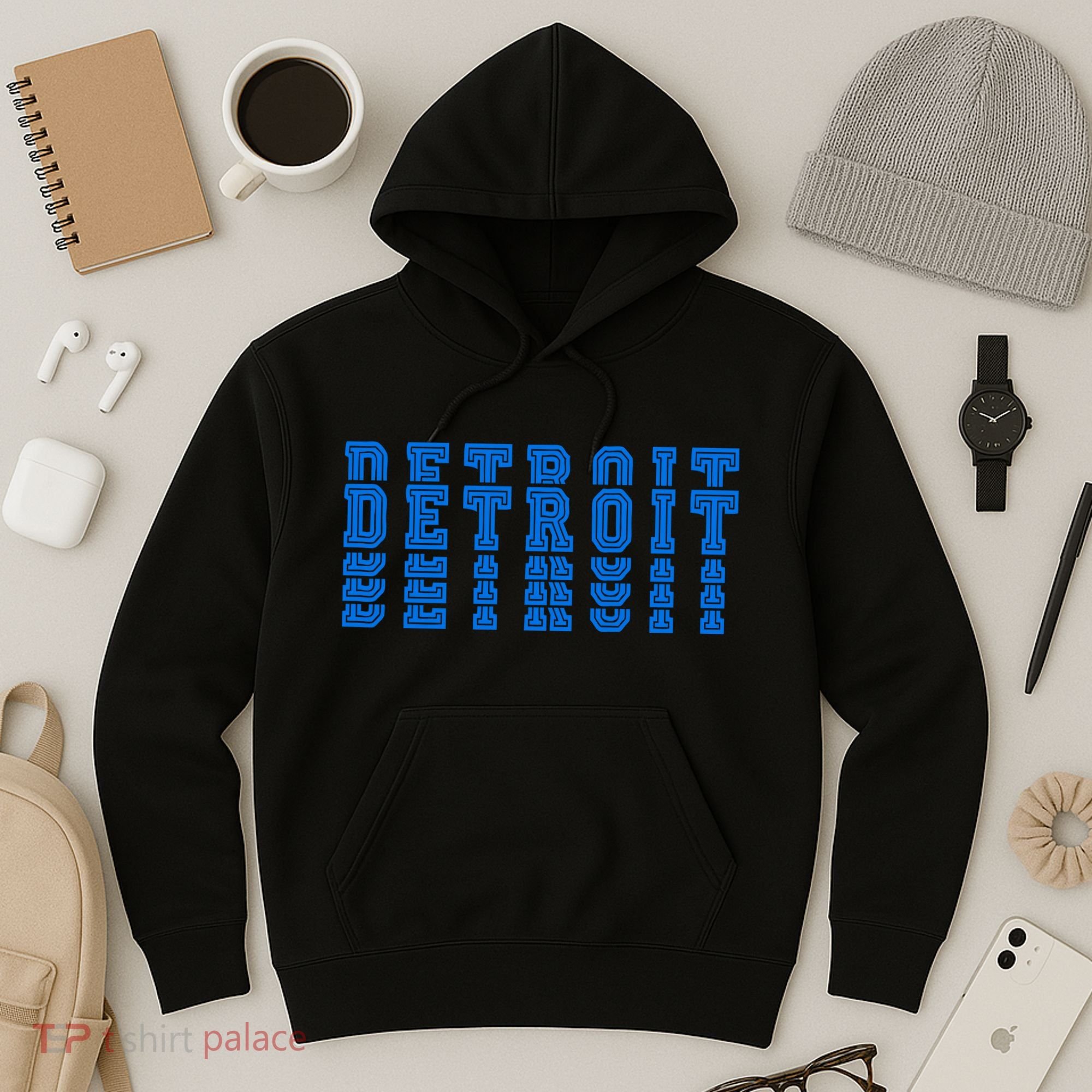 Detroit Honolulu Blue Stacked Hoodie
