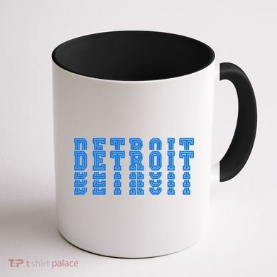 Detroit Honolulu Blue Stacked Coffee Mug back