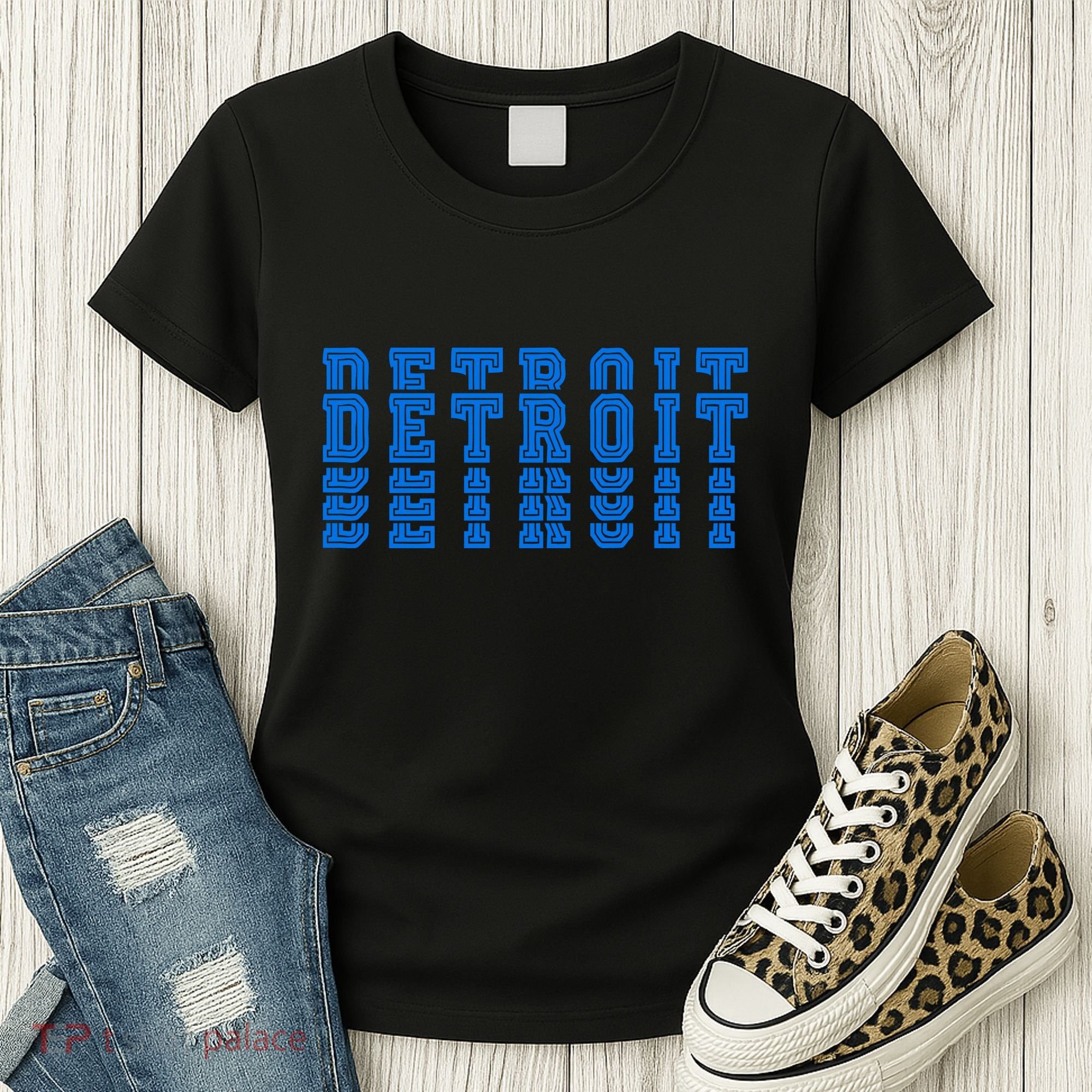 Detroit Honolulu Blue Stacked Women's T-Shirt