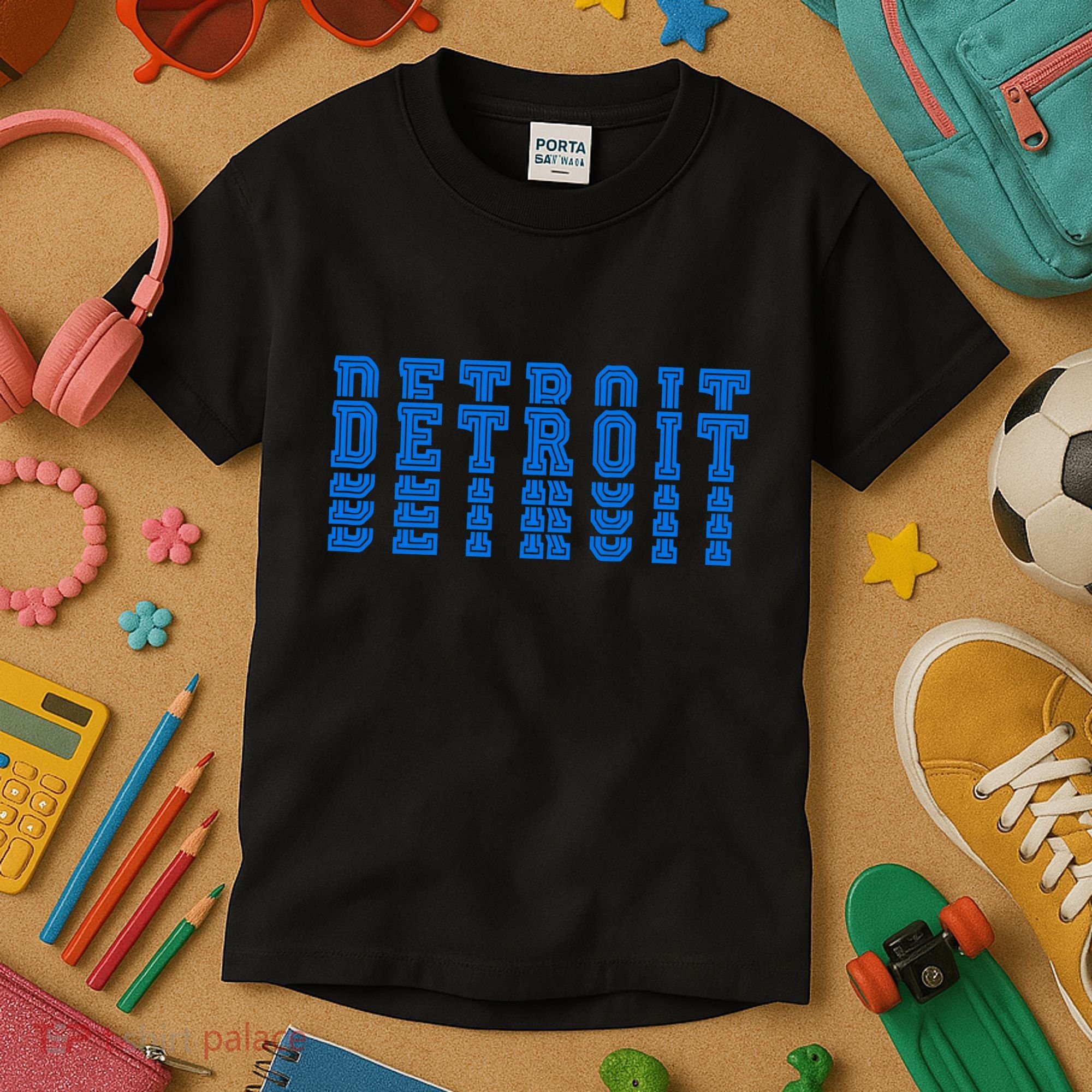Detroit Honolulu Blue Stacked Kids T-Shirt