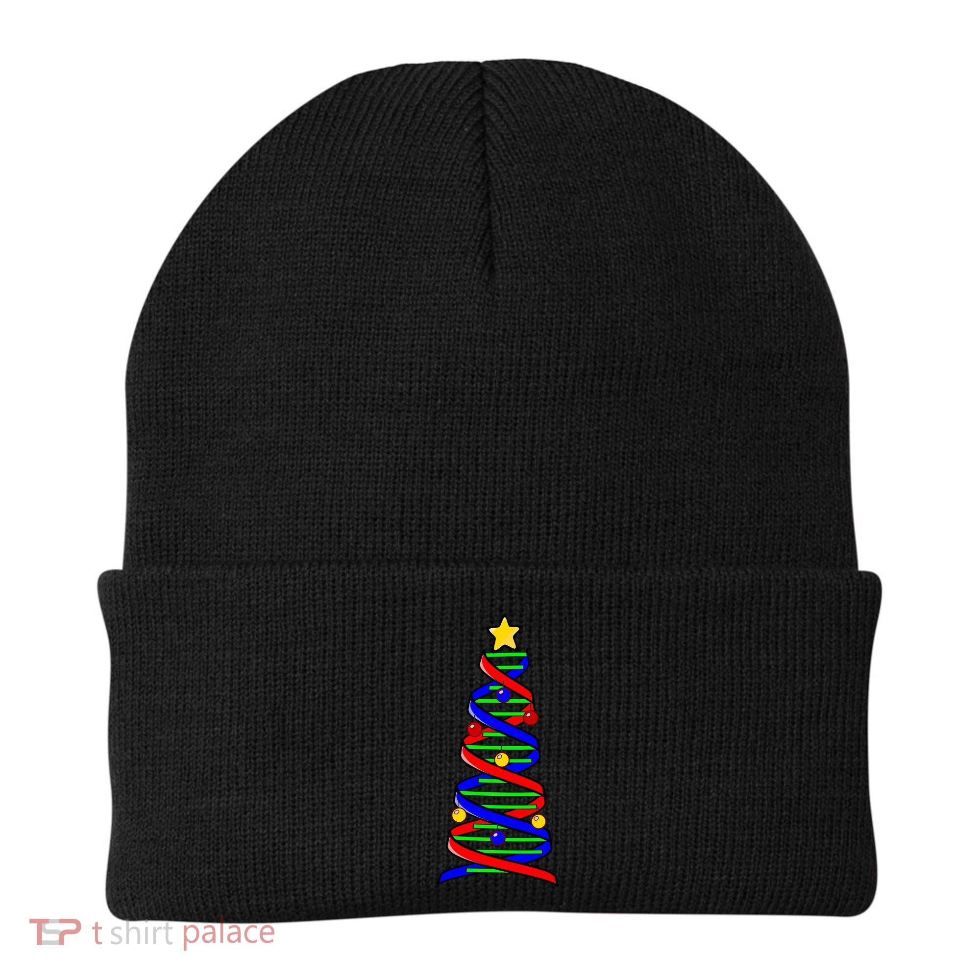 Dna Helix Christmas Tree Life Science Biology Teacher Gift Beanie