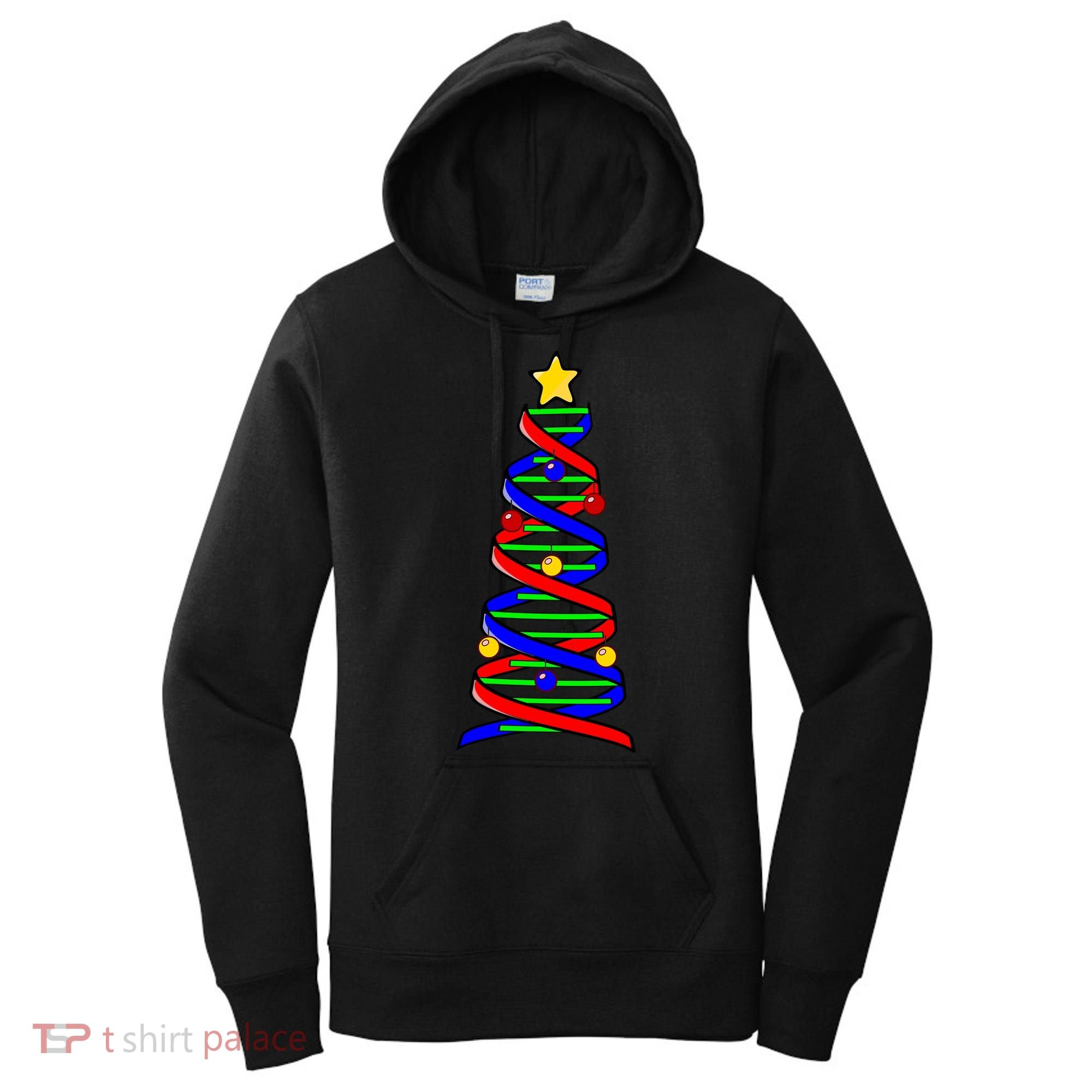 Dna Helix Christmas Tree Life Science Biology Teacher Gift Women's Hoodie