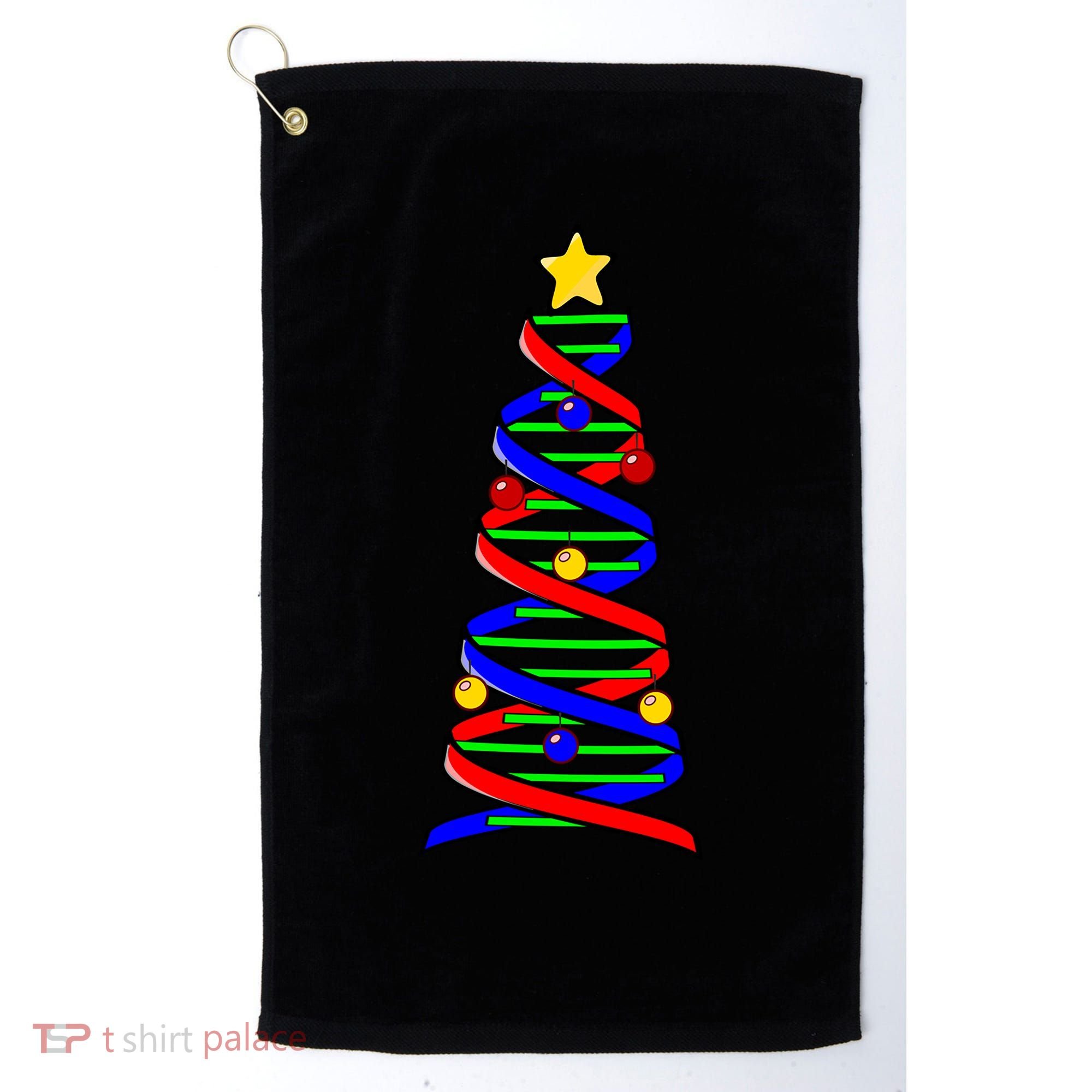Dna Helix Christmas Tree Life Science Biology Teacher Gift Golf Towel