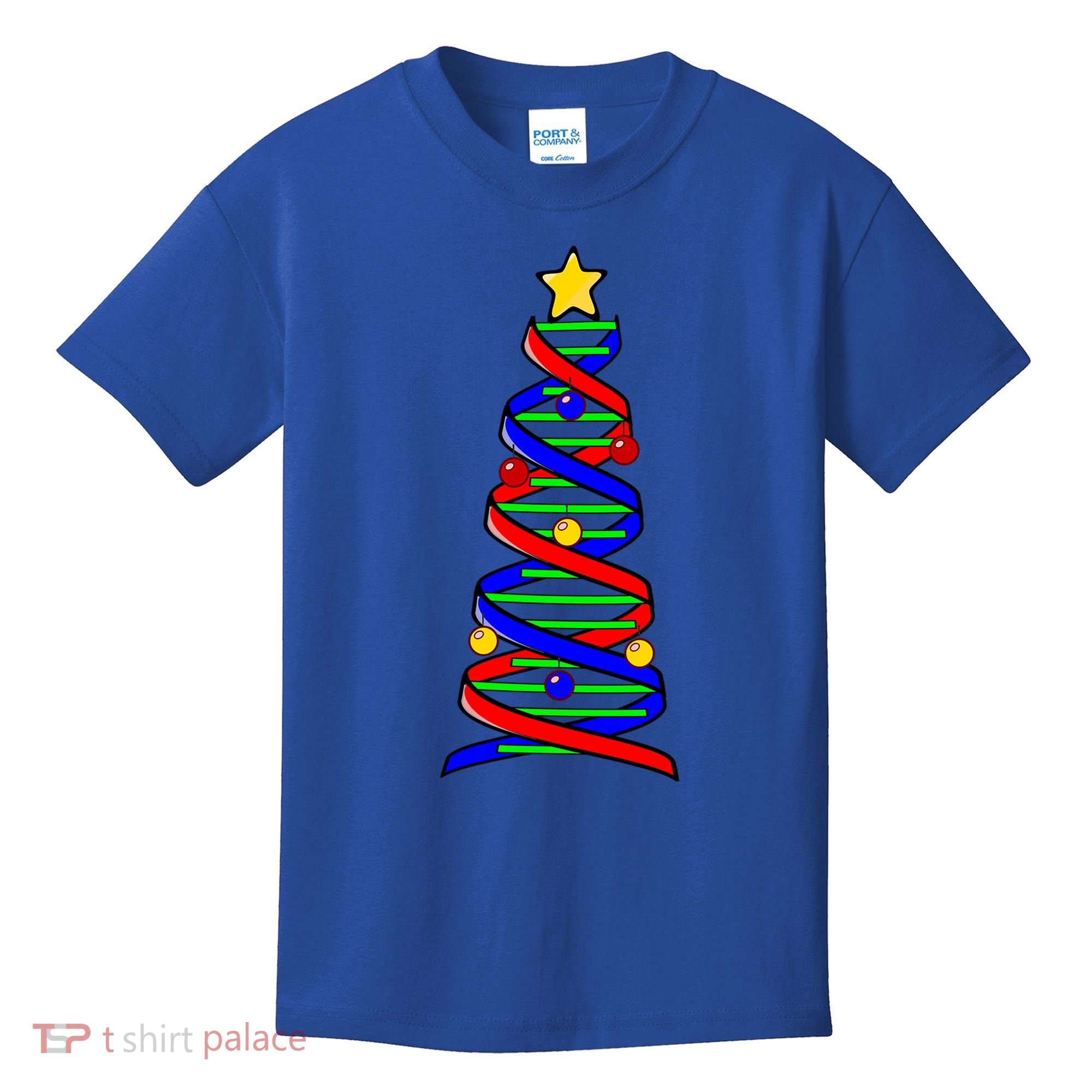 Dna Helix Christmas Tree Life Science Biology Teacher Gift Kids T-Shirt